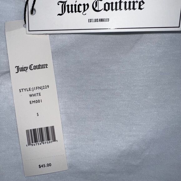 Juicy Couture Smiley Face V-Neck Tee in White (S) - Picture 5 of 8
